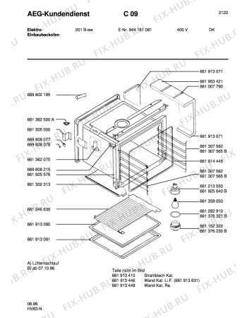 Взрыв-схема плиты (духовки) Aeg 201B-W DK - Схема узла Section1